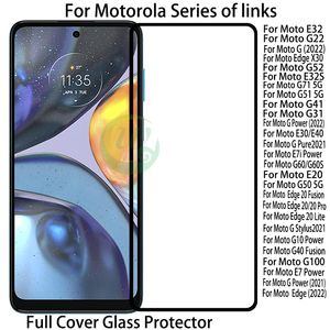 Protecteur d'écran, couverture complète en verre trempé imprimé en soie, pour Motorola Moto E32 E32S Edge X30 Lite 20 Fusion E7I Power Edge 20 Pro G E 10 20 30 50 31 41 51 52 71 Stylus 4Gand5G