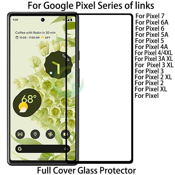 Protecteur d'écran, couverture complète en verre trempé imprimé en soie, pour Google Pixel 7 6A 6 5A 5 4A 4 3A 2 lite XL