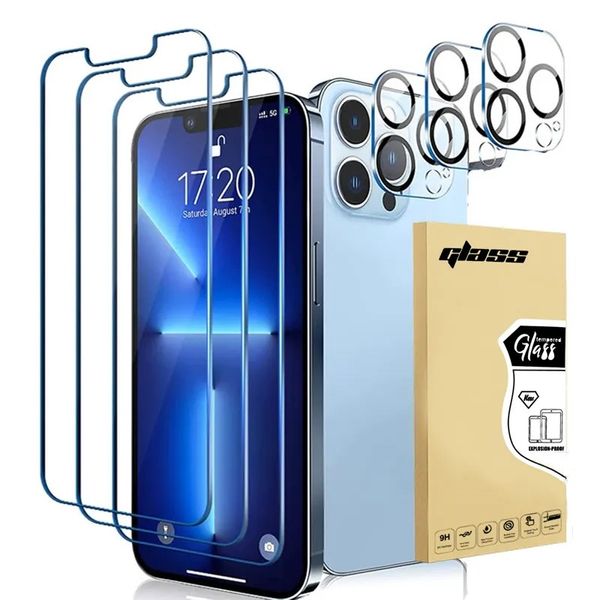 Protecteur d'écran Film de protection en verre de caméra pour iPhone 14 13 12 Pro Max X Xs Max Samsung A71 A21 LG stylo 6 Aristo 5 verre trempé usine en gros