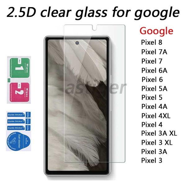 Protecteur d'écran en verre trempé pour Google Pixel 8 7A 7 6A 5A 5 4A 4XL 4 3A XL 3 5G Film de protection 9H 0.33mm 2.5D