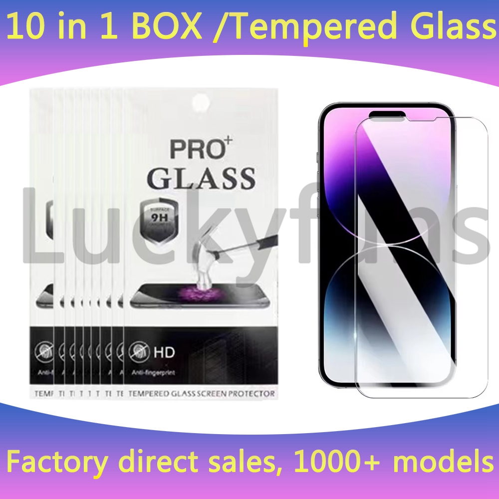 Skärmskydd härdat glas för iPhone 15 14 13 12 mini 11 pro x xs max xr 6 7 8 plus Samsung A15 A25 A35 A55 A71 A05 Protect Film 9h 0,33mm med pappershandelsbutik grossist