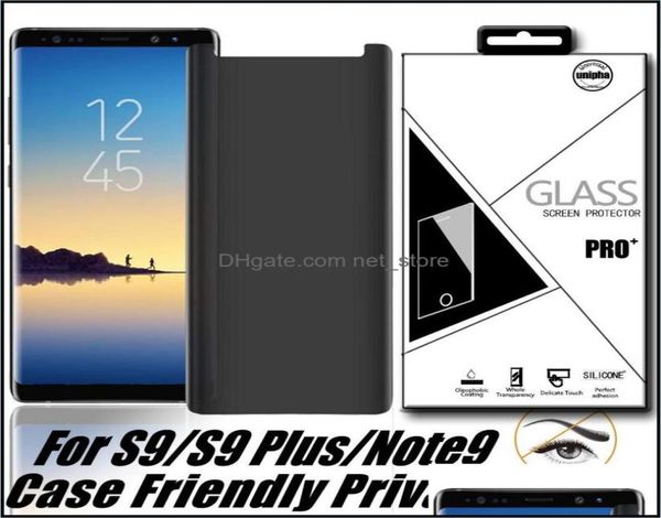 Protégeurs d'écran Téléphone Aessories Téléphones cellulaires Aessories Casqueur Friendly Privacy Temperred Glass 3D pour Samsung Galaxy S10E S10 S9 9 8484909