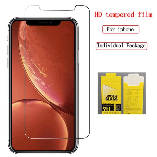 Protecteur d'écran en verre trempé pour iPhone 11 Pro Max XS Max XR 8 7 plus Explosion HD Film de protection avec emballage