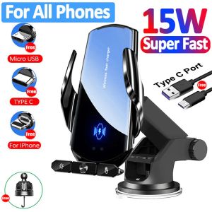 Schermen 15W Auto Wireless Charger Magnetic Fast Lay Station Air Vent Stand Telefoonhouder voor iPhone14 13 8 Pro Max Samsung Xiaomi