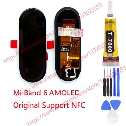 Schermen waterdichte lijm+100% nieuwe originele ondersteuning NFC OLED voor Xiaomi Mi Band 6 LCD Smart Bracelet LCD Display Screen Repair