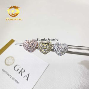 Réglage de vis en arrière 925 argent blanc en or plaqué glacé Hip Hop D VVS1 Moisanite Diamond Stud Oreads Men