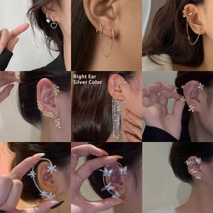 Clips d'oreille papillon en métal plaqué argent vissé sans piercing pour les femmes étincelant Zircon oreille manchette clip boucles d'oreilles bijoux de mariage