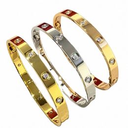 Diseñador de brazalete de tornillo de moda Fi Joya de lujo Titanium Steel Titanium Gold Gold Diamd para Woman Man Nail Bracelets Sier Classic Diseño 10oa#