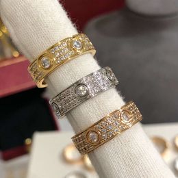 vis Carter Anneaux Nail Classic Love Ring avec placage en or pour les hommes Femmes étroites Wide Three Diamond Ring 51y9