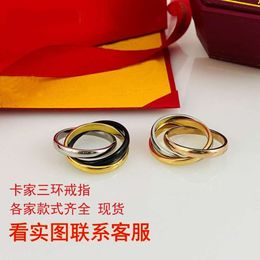 vis Carter Anneaux Nail Three Ring Ring Fashion Trend incolore Titanium Rose Rose Gold Couple X2yx