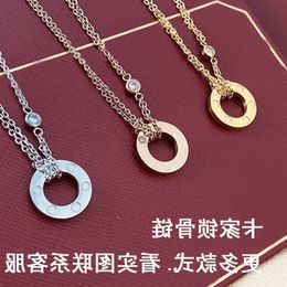 Schroef choker kettingen Carter sieraden dubbele ring cake ketting liefde sleutelbeen ketting print paar diamant ingelegde titanium staal niet-fading dubbele keten mannen vrouwen