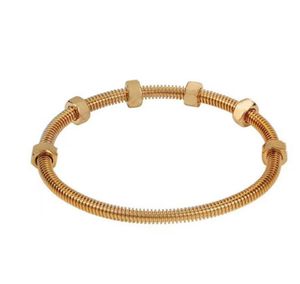 Schroef Cuff armbanden roestvrij staal 18K vergulde handgemaakte schattige manchet armband sierlijke letters gegraveerde armbanden voor vrouwen sieradencadeau