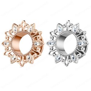 Kit de calibres de oreja con ajuste de tornillo, pendientes expansores de túnel de acero quirúrgico, tapones para el lóbulo de la oreja, conjunto de joyería para Piercing corporal para mujer