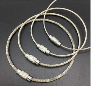 Schroefvergrendeling roestvrijstalen draadsleutelhanger kabel touwtoetsen houder sleutelhang sleutel ketting ringen kabels kabels outdoor hiking keychains ll