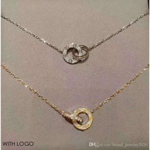 Schroef hangers designer ketting vrouwen roestvrijstalen sieraden dubbele ring diamant achthoekige liefde c