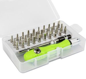 Juego de destornilladores, kit de accesorios de destornillador magnético de precisión 32 en 1 con mango antideslizante de poste ajustable, herramienta de reparación de trabajo para manualidades,