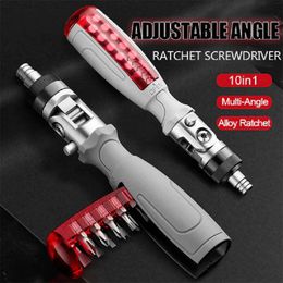 Schroevendraaiers 10 in 1 Multitool-schroevendraaierset met ratel Draaibaar Multi-verstelbare hoek Ratelschroevendraaier Driver Bits Reparatie handgereedschap