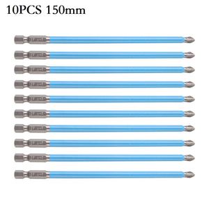 Tournevis 10PCS 150mm Embout de tournevis magnétique anti-dérapant 1/4 Tige hexagonale magnétique PH2 Embouts de tournevis électriques à longue portée Outils à main 230508