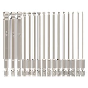 Schroevendraaiers 16 stks bal uiteinde kop allen sleutel schroevendraaier boor set 100 mm metrische sae hex bit set 1/4 inch hex shank hex sleutel socket bits 230508