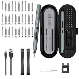 Schroevendraaiers 36in1 elektrische schroevendraaier set precisie magnetische s2 legering stalen boorkit bits USB laadbare draagbare snapeloze stroomschroevendraaier 230417