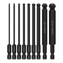 Schroevendraaiers 9 stks bal uiteinde hex kop allen sleutel boor bit set 1/4 inch schank 100 mm magnetische tip metrische schroevendraaier s 230412