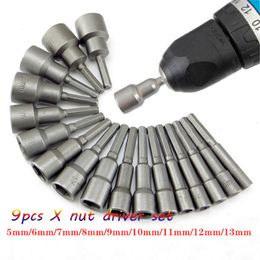 Tournevis 9 pièces/ensemble 5mm-13mm douilles hexagonales douilles douilles jeu de tournevis écrou tournevis Schroevendraaier Bits s outils 230414