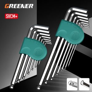 Screwdrivers GREENERY 7Pcs Allen Wrench Set SVCM+ Automatic Screwdriver Tool Metric Inch L shaped Ball Head Portable Manual Repair 230824