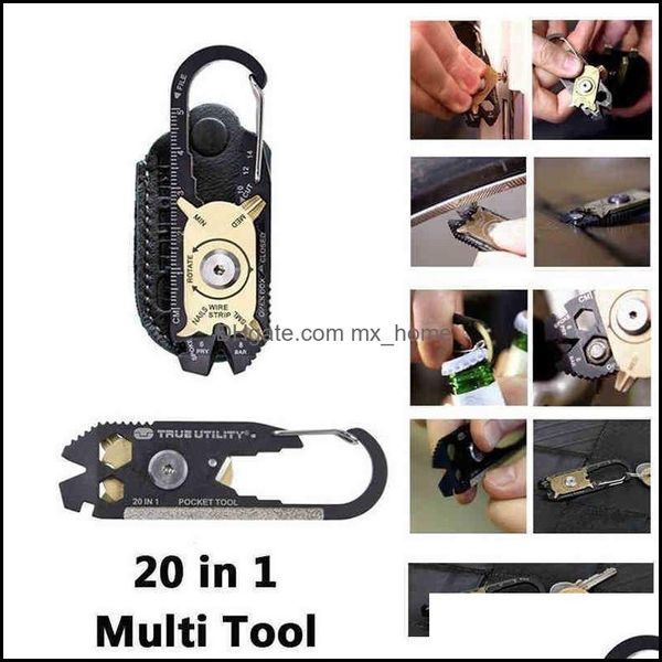 Tournevis Outils à main Maison Tournevis de jardin 20 en 1 Extérieur Portable Mtifunctional Edc Tool Cam Tournevis Clé Compact Keychain Bl