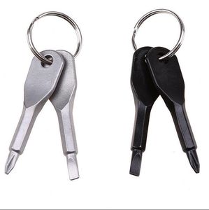 Tournevis porte-clés poche extérieure 2 couleurs Mini jeu de tournevis porte-clés avec fente Phillips main clé pendentifs personnalité spéciale