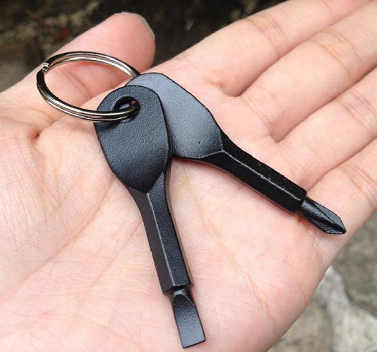 Chaves de fenda Chaveiro Bolso ao ar livre 2 cores Mini chave de fenda ajustada anel chave com phillips de fugas de mão-pingentes sn617