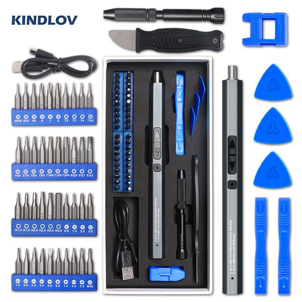 Destornilladores KINDLOV Juego de destornilladores eléctricos 50 en 1 Puntas hexagonales Torx de precisión Magnéticas con luz LED Herramienta de reparación de teléfonos 230510