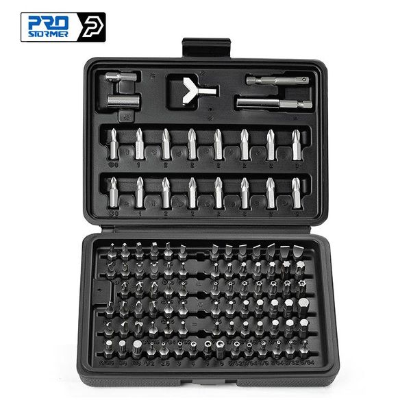 Tournevis Prostormer 100 pièces jeu d'embouts de tournevis sécurité Chrome Vanadium Crv acier clé hexagonale Phillips fendu Triwing réparation Kit d'outils à main