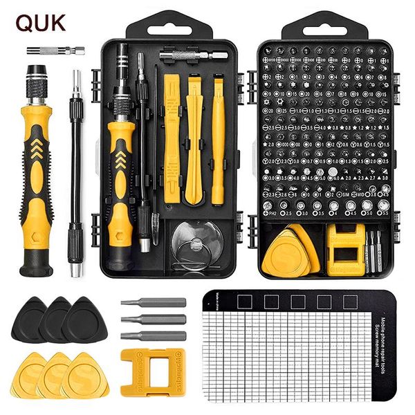 Tournevis QUK 115/122 en 1 jeu de tournevis CRV embouts de vis magnétiques précision Phillips Torx vis hexagonales réparation domestique téléphone outils à main