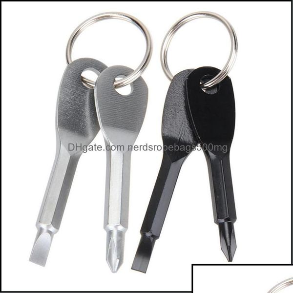 Tournevisurs outils ￠ main Home Garden Keychain Pocket Outdoor Mini Tournevis Set Key Anneau avec outil de pendentif fendu WQ4 DH4V5
