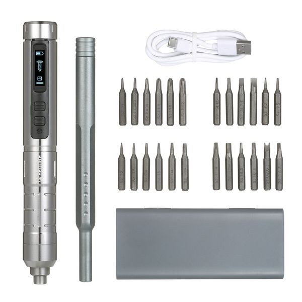 Tournevis SEQURE Kit de tournevis pour stylo électrique intelligent 245 tr/min Jeu de tournevis de précision sans fil avec 24 embouts de tournevis magnétiques Lumière LED 230508