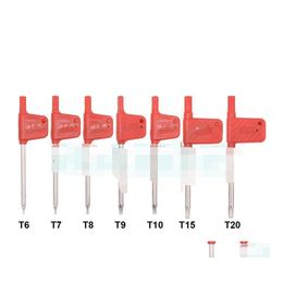 Destornilladores T6 T7 T8 T9 T10 T15 T20 Destornillador Torx Llave inglesa Llave Pequeña Bandera Roja Destornilladores Drop Entrega Herramientas de jardín para el hogar Mano DHNZL