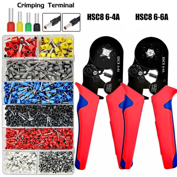 Tournevis Outils de sertissage de bornes tubulaires Pince à sertir HSC8 64A 0,2510 mm² 66A 0,256,0 mm² Outil à main Mini Kit de fixation de virole de fil