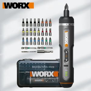 Screwdrivers Worx 4V Mini Electrical Screwdriver Set WX242 Smart Cordless Electric Screw Driver USB Rechargeable Handle 30 Bit Set Drill Tool 231122