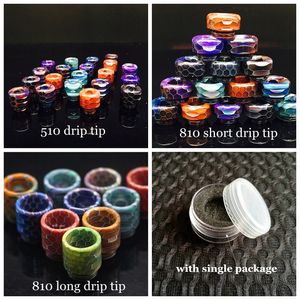 3 stijlen Snake Skin Patroon 510 810 Draad Epoxyhars Drip Tips Brede Boring Mondstuk voor TFV8 Prince Kennedy 528 v1.5 TFV8 Baby