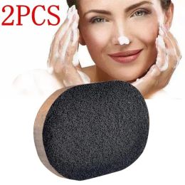 Scrubbers 2 pc's/set zachte natuurlijk zwart bamboe spons sponge schoonheid gezicht wast reiniging cosmetische bladerkool zwart hete hete verkoop Koreaans huidverzorging gereedschap