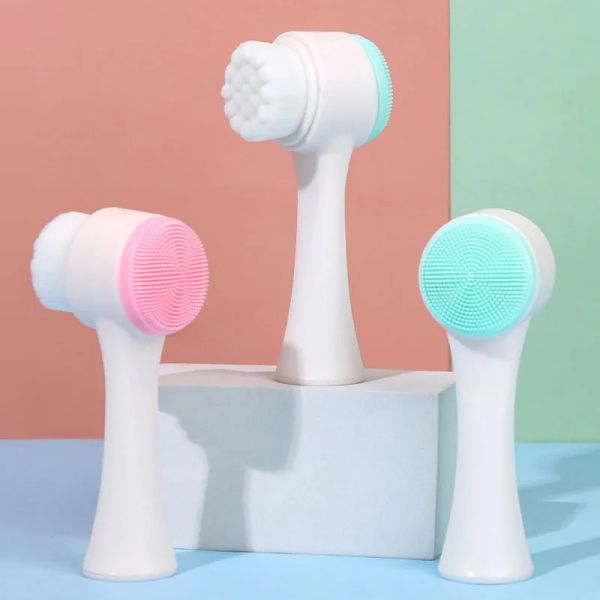 Époux 3D Portable Double côté face lavage Brosse manuelle SILIONE Nettoyage pour le visage Narhers Nomer Retross Produit Pore Nettoyage en profondeur