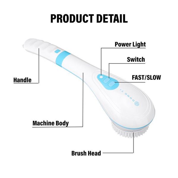 Épurateurs 5 en 1 brosses de bain électriques Silicone brosse de douche de Massage à main USB longue poignée Spa Exfoliation propre gommage Bath Brushes