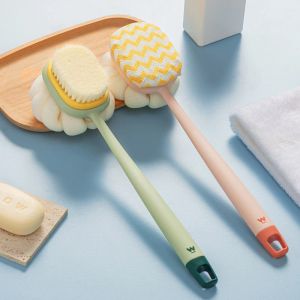 Éparpteurs Brosse de douche double à la poignée à longue poignée réutilisable exfoliant les loofahs de bain durable