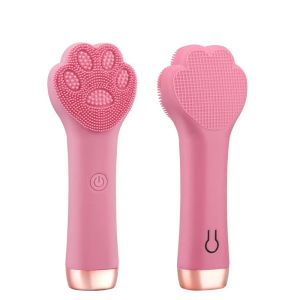 Scrubbers Elektrische gezicht Siliconen Reinigingsborstel Kat Paw Vibration Massager Blackhead Makeup Remover Porie Clean Face Wash Skin Care Tool