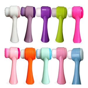 Scrubbers Brosses pour le visage 2in1 Brosse nettoyante pour le visage en silicone double face Portable Deep Clean Skin kératine Massage doux Pores Outils de beauté avec emballage de vente au détail