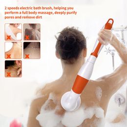 Brosse de bain électrique interchangeable, masseur, brosse à dos, manche long, nettoyage du corps, Spa, Massage, douche, ensembles de brosses