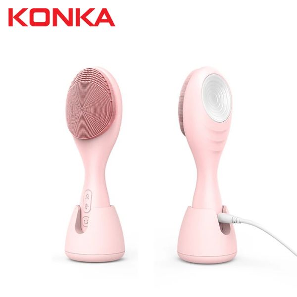 Époubères Konka Face Nettoyage Brosse électrique Brosse USB Charge en silicone outils de soins de la peau Voyage à domicile IPX6 Santé de beauté imperméable