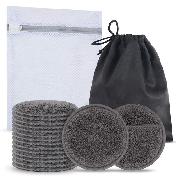 Scrubbers Sunland Tampons démaquillants réutilisables Tampon nettoyant pour le visage en microfibre Tampons de toner doux avec sac à linge pour les lèvres des yeux du visage 3,14 pouces