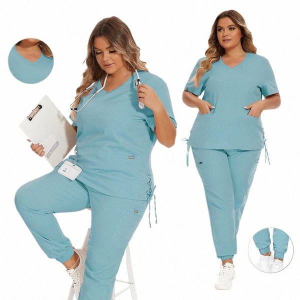 Scrubs Uniformes médicaux Femme Beauté Sal SPA Uniforme Costume Esthéticienne Manucure Vêtements de travail Fi Infirmière Soins infirmiers WorkWear B5cO #
