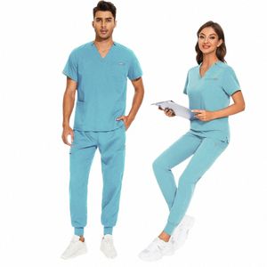 Scrubs Uniforme chirurgical Médecin Infirmière Uniformes de soins infirmiers Hommes Femmes Vêtements de travail médicaux Spa Dentiste Ensemble médical Lab Clinique Scrub Suit m0lP #